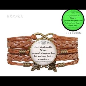 leather friends theme bracelet charm glows in dark